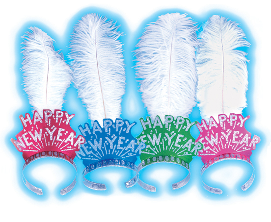 Assorted Happy New Year Tiaras with Plume