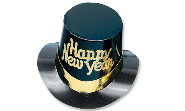 Black & Gold Happy New Year Top Hat