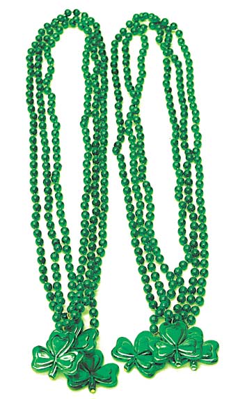 Green Beads with Irish Clover